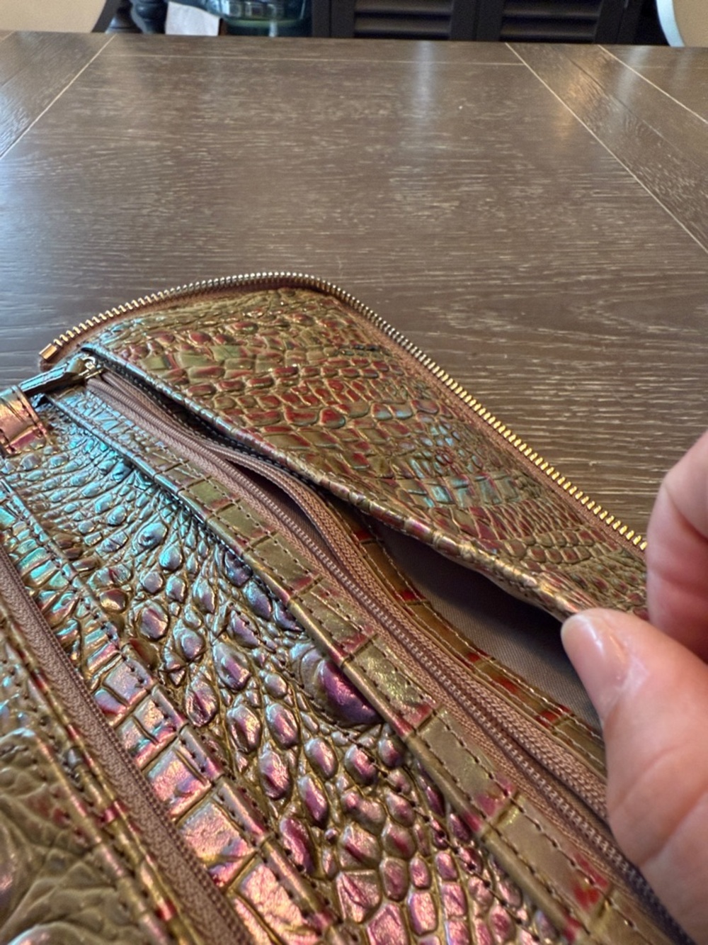 Brahmin large clutch wallet Skyler Multi Adama Iridescent CrocEmbossed read Rare - Picture 7 of 12